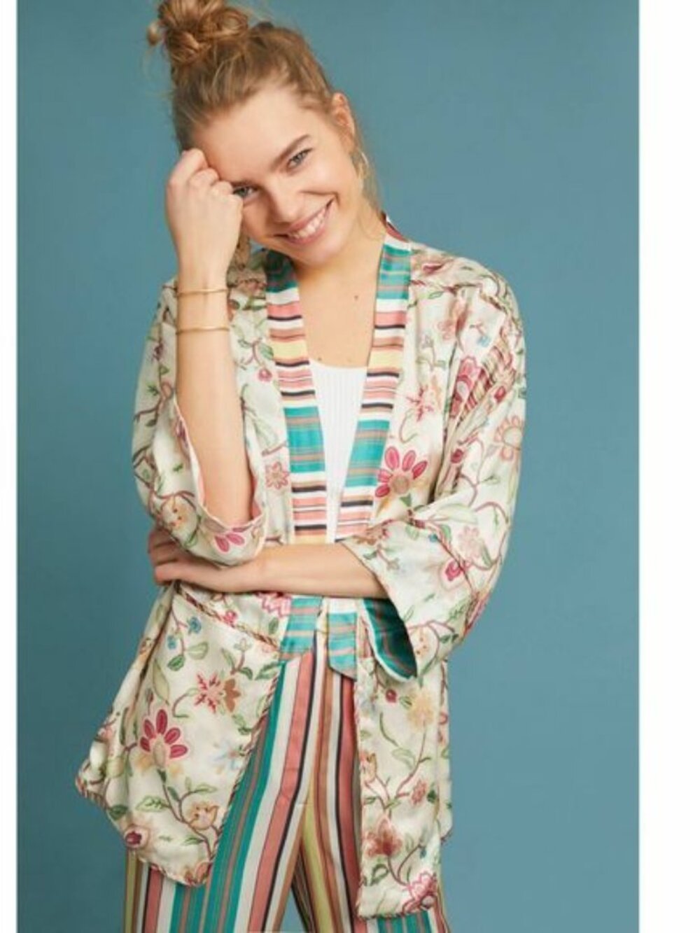 NWT Anthropologie Trellis Reversible Kimono by Burning Torch Size M $378 Retail